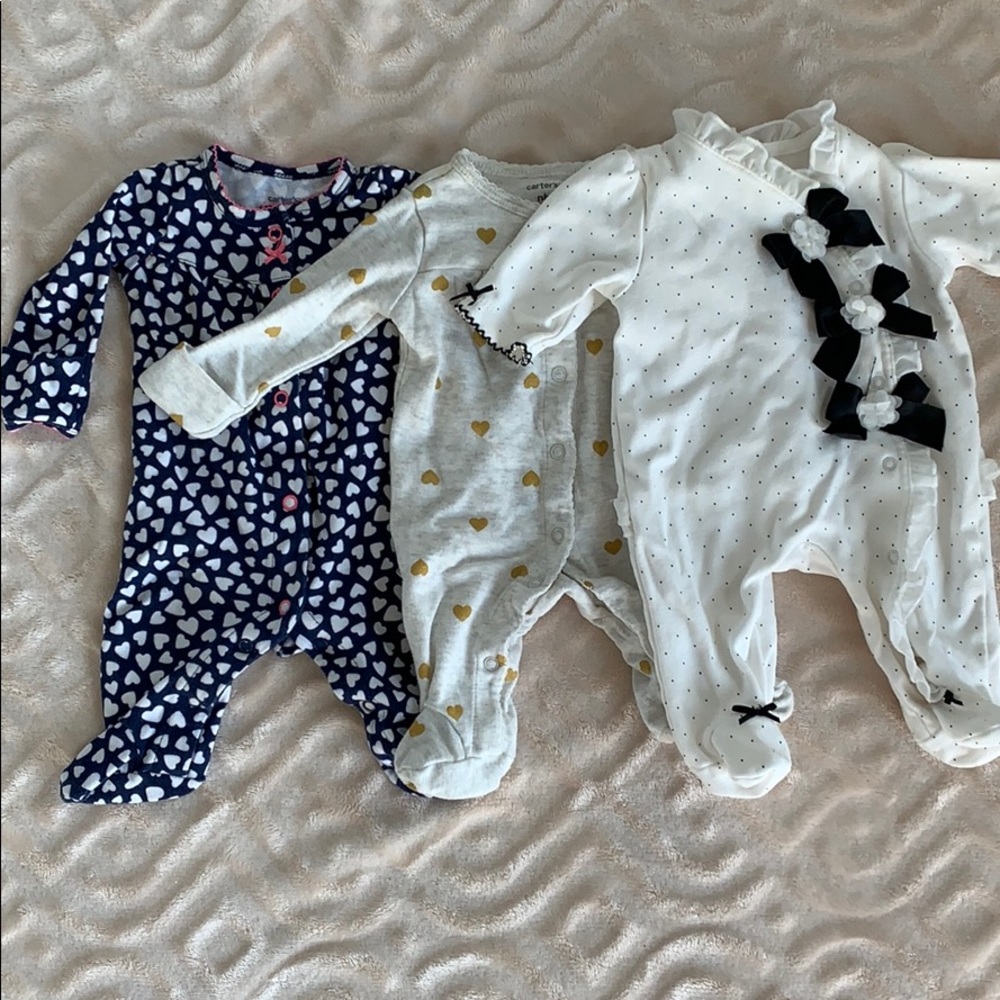 Set of 3 Newborn Girl Pajamas